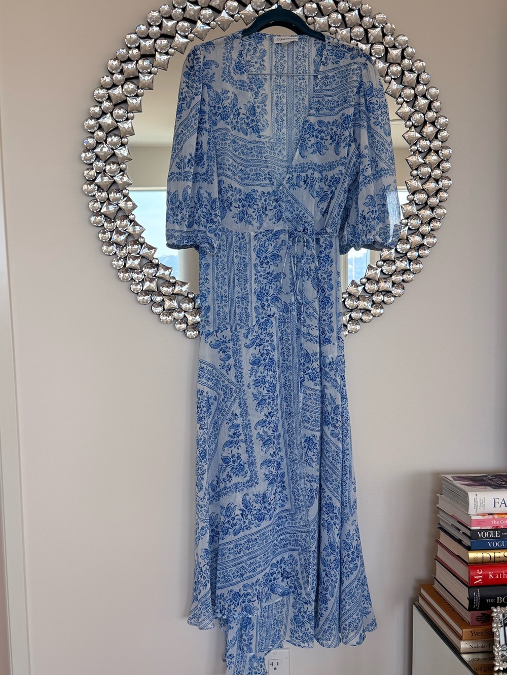 Calvin Klein Light Blue and White Floral Maxi Dress
